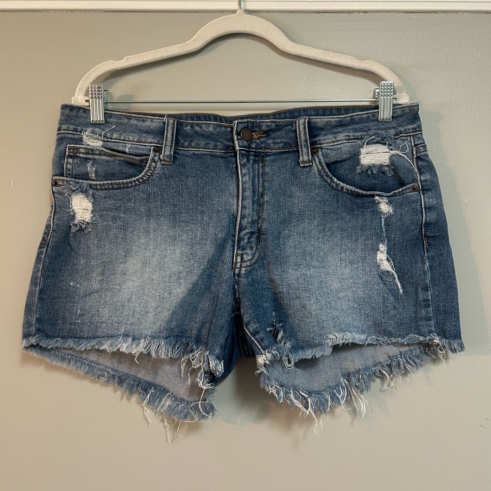 Distressed cutoff jean shorts